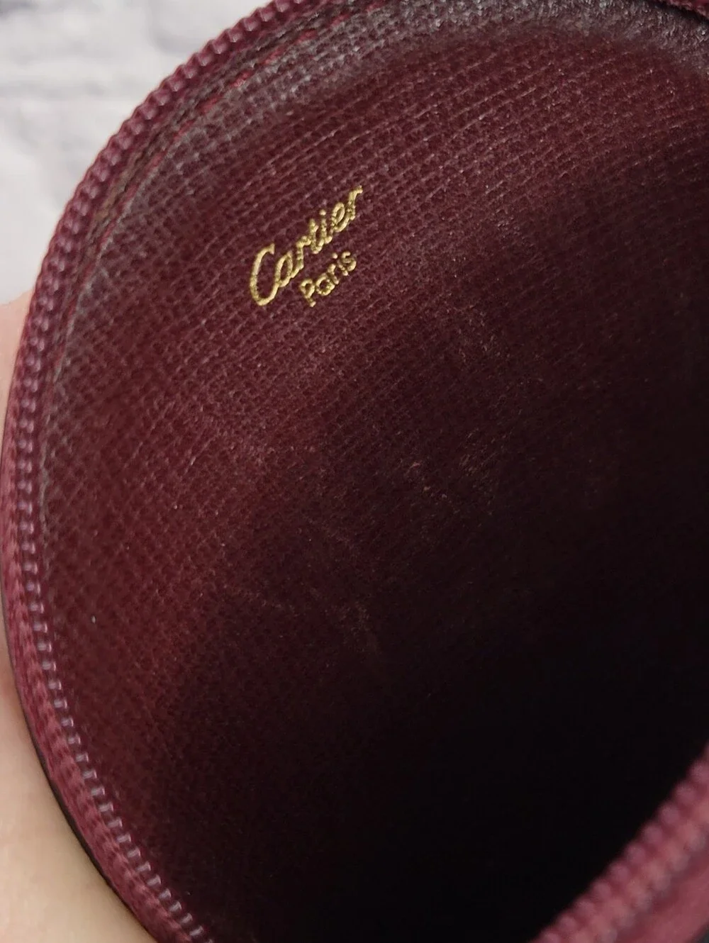 CARTIER Round Zip-Around Leather Coin Purse / Wallet